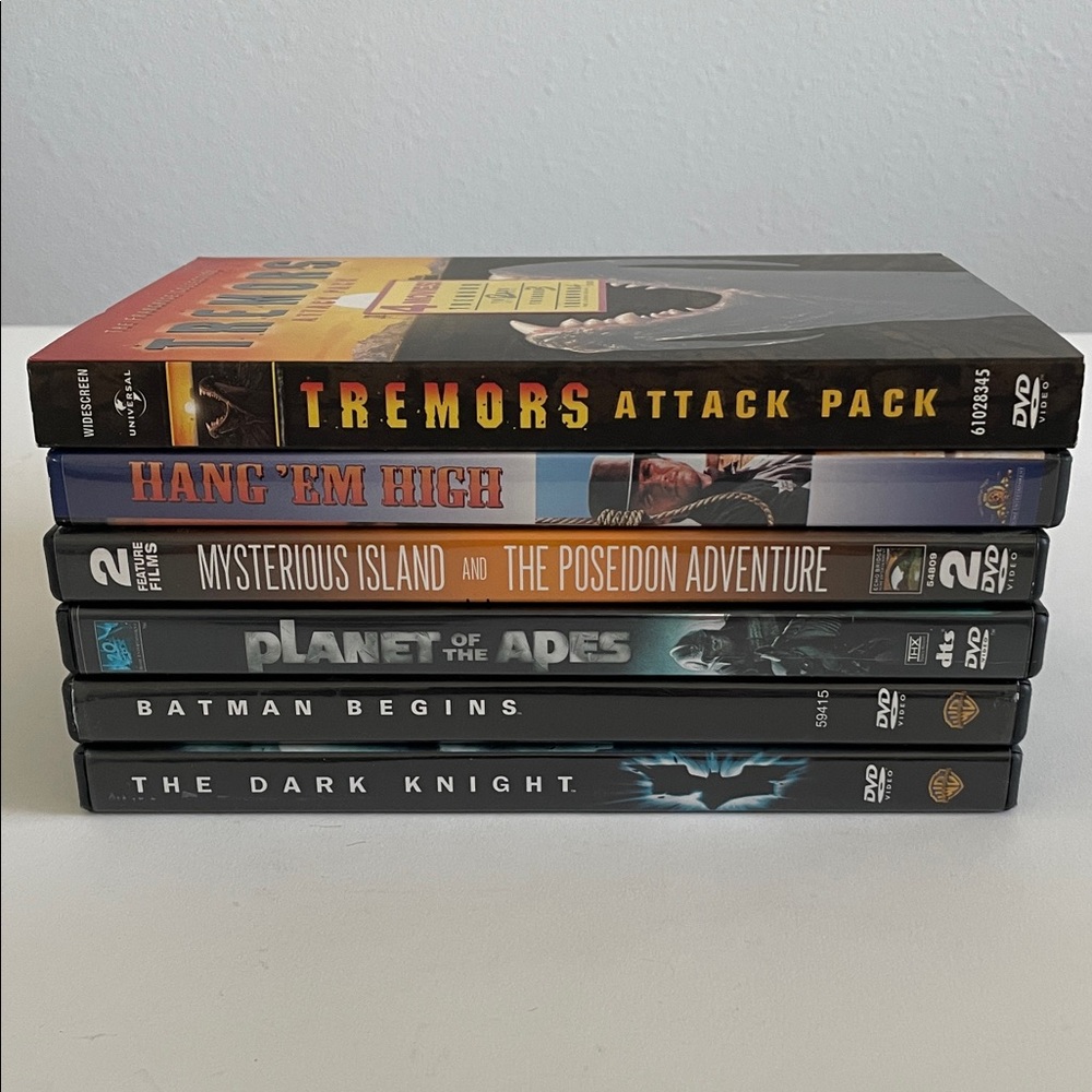 Action DVD Lot Batman Begins, Dark Knight, Planet of the Apes, Tremors Movies...